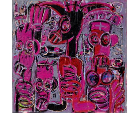 Abdoulaye Diarrassouba 'Aboudia' (Ivorian, born 1983)Untitled  signed and dated 'ABOUDiA/18' (lower right)acrylic, spray pain