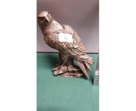 Early white metal eagle large secret compartment Snuff  box  signed with Chinese character signature. 