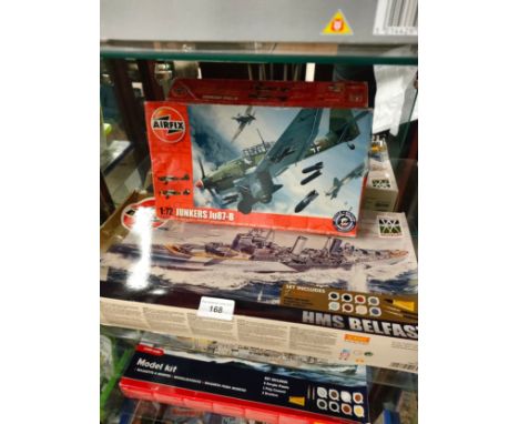 Boxed Airfix boat model together with plane. 