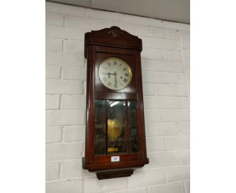 1900s 2 hope art deco wall clock with key and pendulum. In great condition. 