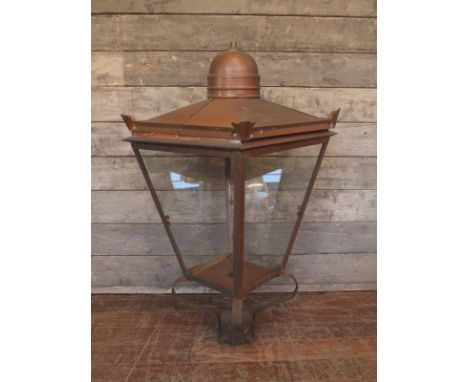 A Victorian copper lantern light with glass panes, substantial in size H: 83 W: 40 cm