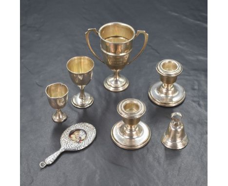 A George VI  miniature silver trophy, engraved 'Champney Cup Winner 1940 J.A. Williams' marks for Birmingham 1939, maker Bark