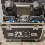 Set of 2x Clay Paky Sharpy moving light including flightcase with 16A/Powercon cable