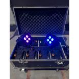 Set of 8x LEDJ Hex IP uplighter in charging flightcase with brand new chrome surround (unused)