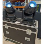 Set of 2x Ayrton Perseo-S Profile IP65 moving light in flightcase, with 16A to True1 & clamps