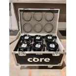 Set of 6x Core Colourpoint MKII LED IP uplighter in charging flightcase. Full working order