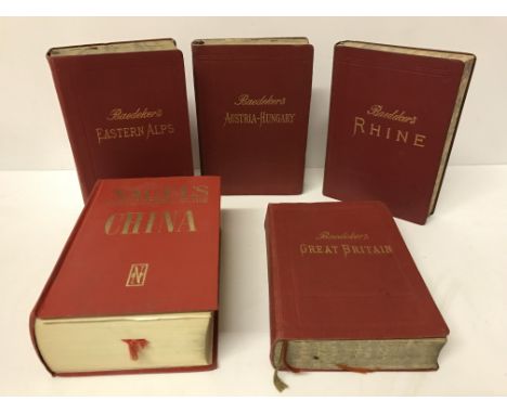 A collection of Baedeker's Handbooks, comprising "Austria-Hungary" (published 1905) x 2, "Austria" (published 1929), "Konstan