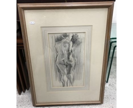 RONALD OSSORY DUNLOP "Nude from behind", pencil, unsigned, 39 cm x 23 cm