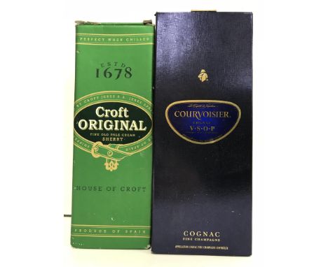Two bottles Marks & Spencer Finest Reserve Port, one bottle Harvey's Bristol Cream, one bottle Captain Morgan Black Label and