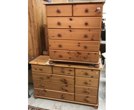 A collection of pine bedroom furniture to incude chest of two short over four long drawers, 81cm wide x 90.5cm deep, a pine c