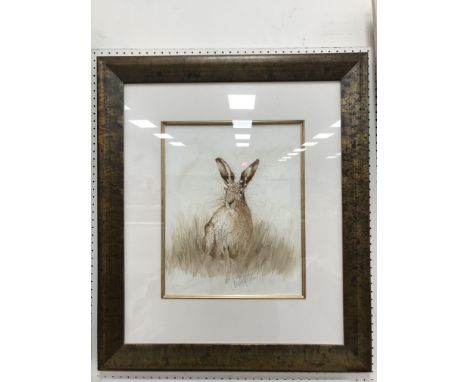 JOFF POOLE "Hare" a monochrome watercolour study, signed in pencil, 42 cm x 34 cm 