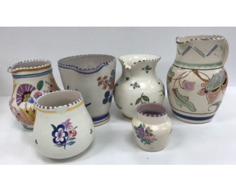 Two boxes of assorted Poole pottery and other vases, cups, jugs, etc. to include Carter, Stable and Adams, a large charger st