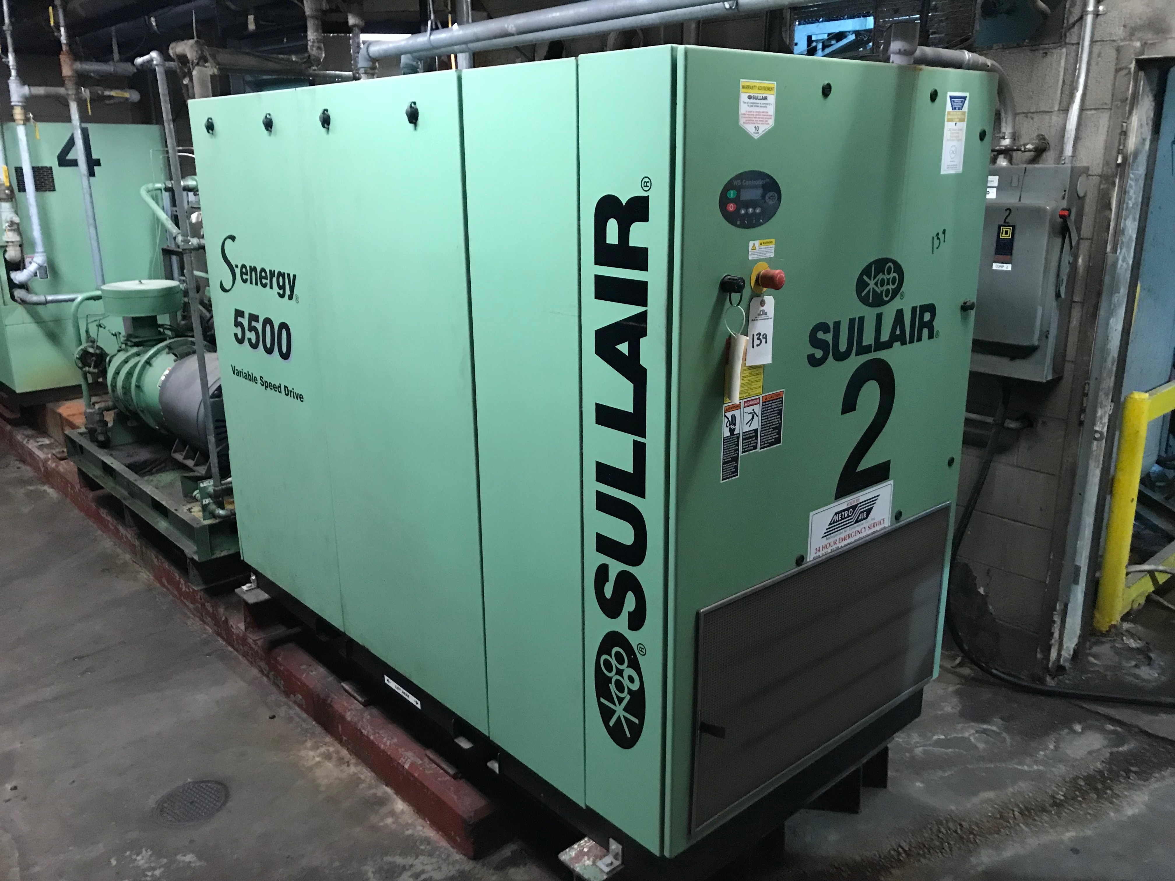 2017 Sullair SEnergy 5500 Rotary Screw Air Compressor, 86 HP, 341 CFM