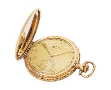 Eterna Frackuhr «Chronomètre» mit KetteGrenchen 1920er Jahre. GG 14 Kt. (Uhr und Kette) und Metall, vergoldet (Innendeckel). 
