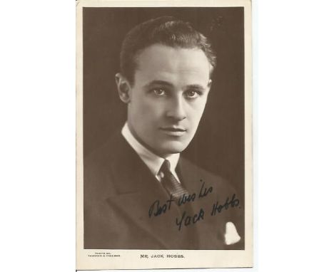 Jack Hobbs signed sepia postcard photo.  1893, 1968 was a British stage and film actor who appeared in more than forty films.