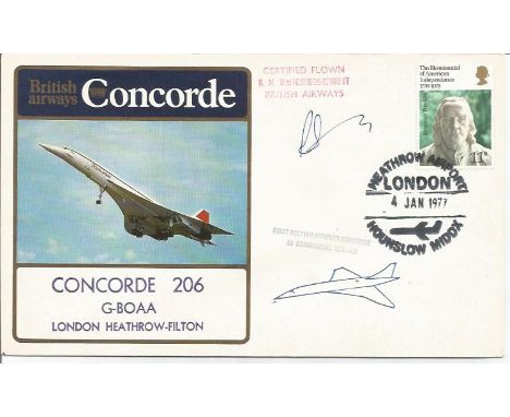 Concorde 206 G-BOAA British Airways Crew signed Concorde flown cover. Concorde 206 G-BOAA, flown London, Heathrow, Filton, 4 