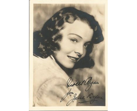 Jane Bryan signed 7x5 sepia photo. June 11, 1918, April 8, 2009 was an American actress who was being prepared by the Warner 