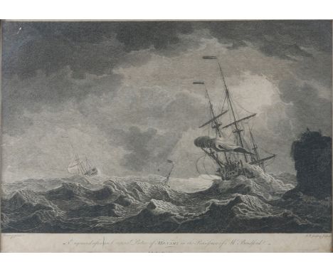 R.B. GODFREY AFTER PETER MONAMY Shipping off a promontory in a swell, engraving, 31 x 48cm; together with a marine print afte