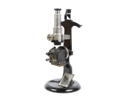 AN EARLY 20TH CENTURY BLACK ENAMELLED AND NICKEL BRASS REFRACTOMETER signed Carl Zeiss Jena No. 17483 with engraved scales, p