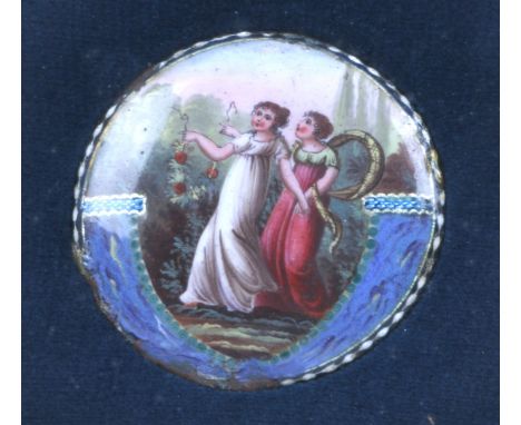 A LATE 18TH CENTURY OVAL SILK NEEDLEWORK PICTURE depicting a country house in a wooded landscape, 14.5 x 10cm, framed; togeth
