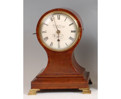 A mid-Victorian fiddleback mahogany balloon cased mantel clock, the convex dial signed J&A Jump Old Bond Street London, singl