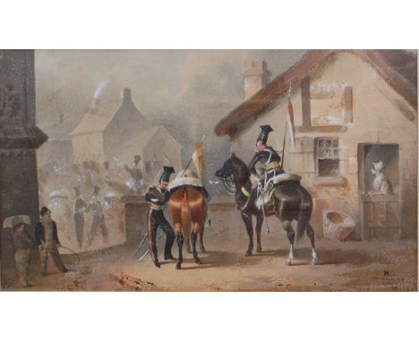 *Michael-Angelo Hayes (Irish 1820-1877) - 9th Queens Royal Lancers, watercolour and body colour, signed with monogram lower r