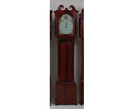 William Center of Banchory - an early 19th century mahogany longcase clock, having swan-neck pediment and twin reeded pilaste