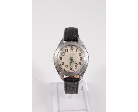 A rare Harwood Automatic wristwatch, the signed round dial with black Arabic numerals and minute markers, luminous hands, rot