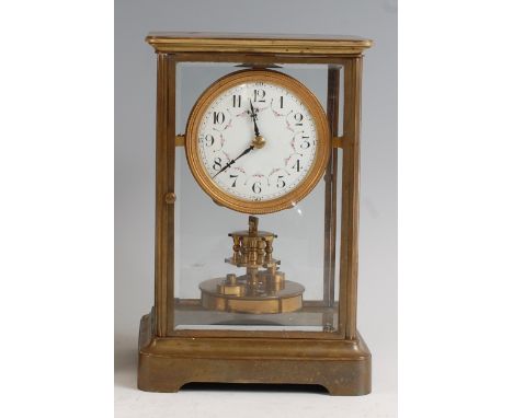 Gustav Becker - an early 20th century lacquered cased four glass mantel clock, having unsigned white enamel dial, 400-day goi