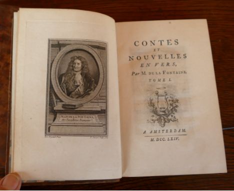 LA FONTAINE, Jean de, Contes et Nouvelles Envers, Amsterdam 1764, 2vols, 8vo contemporary calf, with portrait and 80 plates (