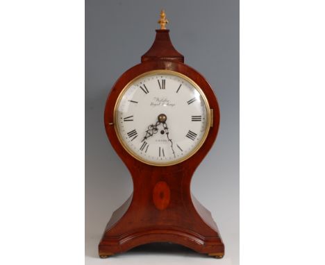 A 19th century mahogany balloon cased mantel clock, the convex white enamelled signed Webster Royal Exchange London, with sin