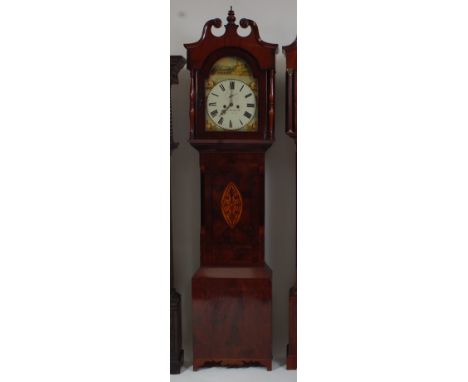 *Robinson & Tate of Winterton - an early 19th century mahogany longcase clock, the 13" painted arch dial having subsidiary se