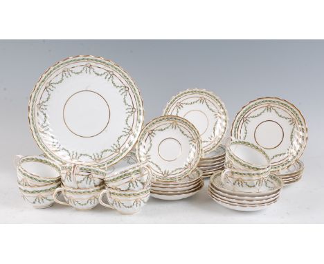 *A late Victorian Copeland Spode part tea set, decorated in the 7821 pattern, heightened in gilt, impressed backstamp and fur