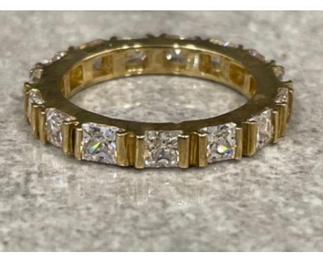 Ladies 9ct gold full eternity ring set with Princess cut CZs. 3.6g size L