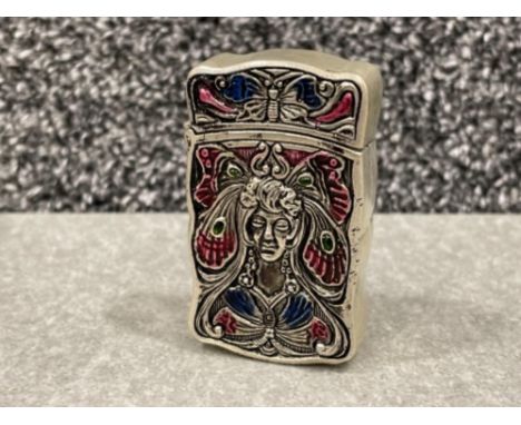 A Novelty enamel Vesta case depicting Butterflies