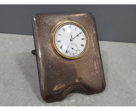 Edward VII sterling silver clock, Charles S Green &amp; co Ltd, Birmingham 1907-8, 176.g gross, 10.5×8.5cm