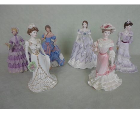 Six ceramic figurines, to include examples by Wedgwood, Royal Worcester and Coalport.