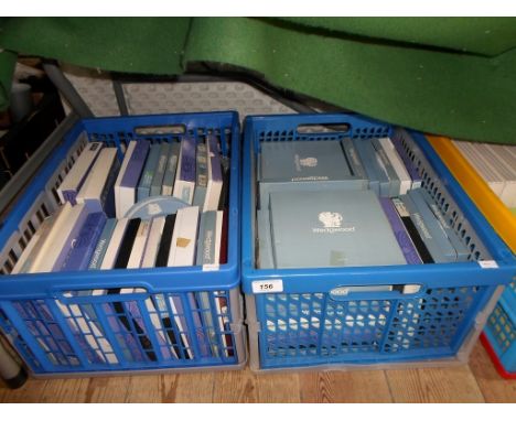 Two boxes containing a large quantity of Wedgwood Jasperware collector's plates, the majority in original box.