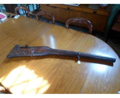 A late 19th/early 20th century leather shotgun or rifle case, 117cm.   Condition Report:  Good overall condition with age rel