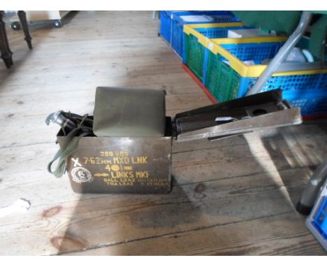 A British Army ammunition box, circa 1960's, together with two daggers, a military hand held electronic testing kit, an East 
