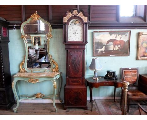 A 19th century mahogany and inlaid longcase clock, the painted dial signed Henry Wardlaw, Liverpool and bearing Arabic numera