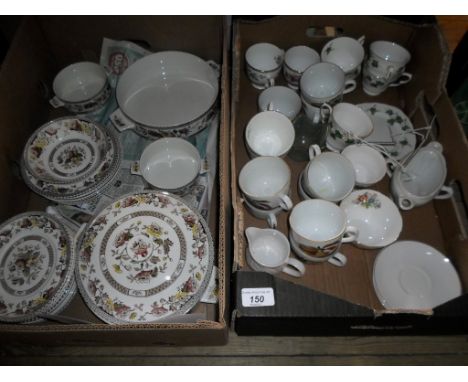 Two boxes containing assorted teawares, to include examples by: Colclough, Royal Worcester and others.
