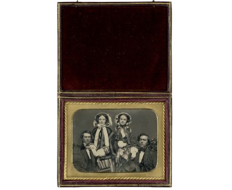 Daguerreotypes &amp; Ambrotypes -- Photographer unknown (American). Portrait of two couples. Mid 1850s. Quarter plate daguerr