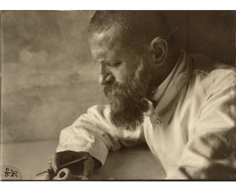 Koldewey, Robert -- Self-portrait of the archaeologist Robert Johann Koldewey. 1906. Vintage large format, sepia-toned gelati