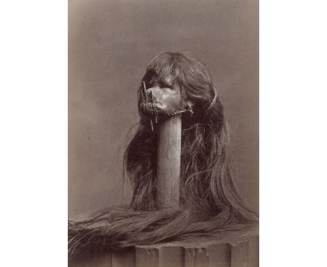 Amazonia -- Photographer unknown. Shrunken head of Chief Tibi of the Antipas tribe, Amazon. 1870s. Albumen print. 20 x 14 cm.