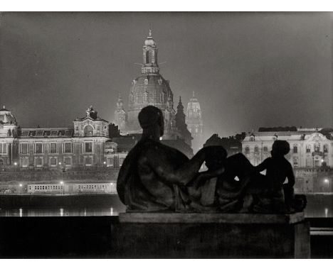Kesting, Edmund -- Night view of Dresden. 1935. Vintage gelatin silver print on heavy chamois Agfa-Brovira paper. 29,5 x 39 c