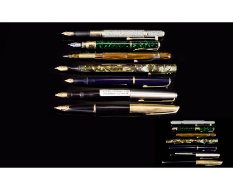 A Good Collection of Vintage Fountain Pens ( 7 ) Seven In Total. Comprises 1/ Otis Supreme Fountain Pen. 2/ Minka Fountain Pe