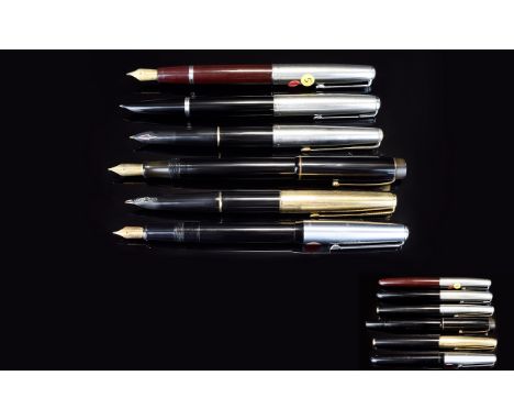 Excellent Collection of Vintage Fountain Pens ( 5 ) Five In Total. Comprises 1/ Platignum Iridium Pointed 14ct Gold Nib Fount