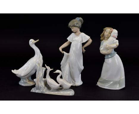 Nao by Lladro Figures - Collection of ( 4 ) Four In Total. Various Subjects, Sizes etc. All In Mint / 1st Quality Condition. 