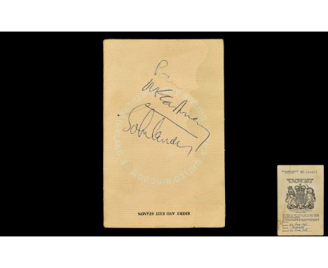 Beatles Interest Autographed/ Hand Signed Passport Signed By John Lennon And Paul McCartney A rare signed 1967 trifold card p